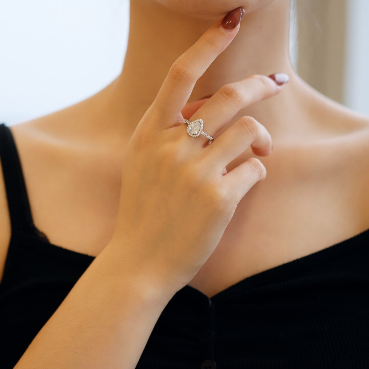 [Kincade Jewelrys]1.0 Carat Luxurious Resplendent Water Drop Shape Wedding Ring