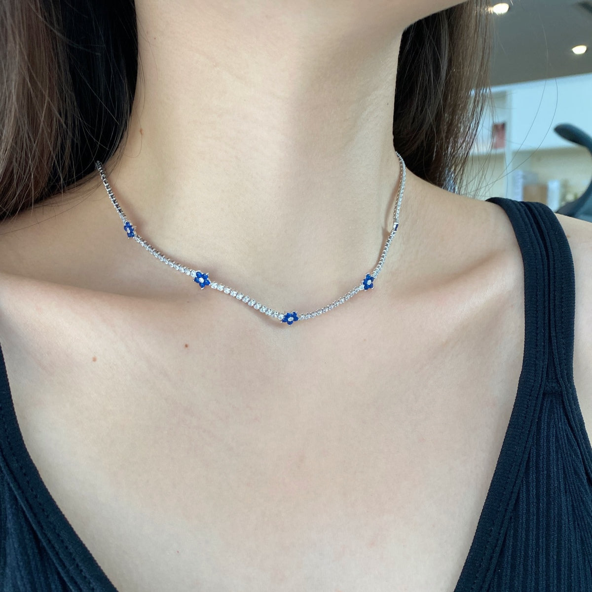 [Kincade Jewelrys]Luxurious Colorful Flower Tennis Necklace