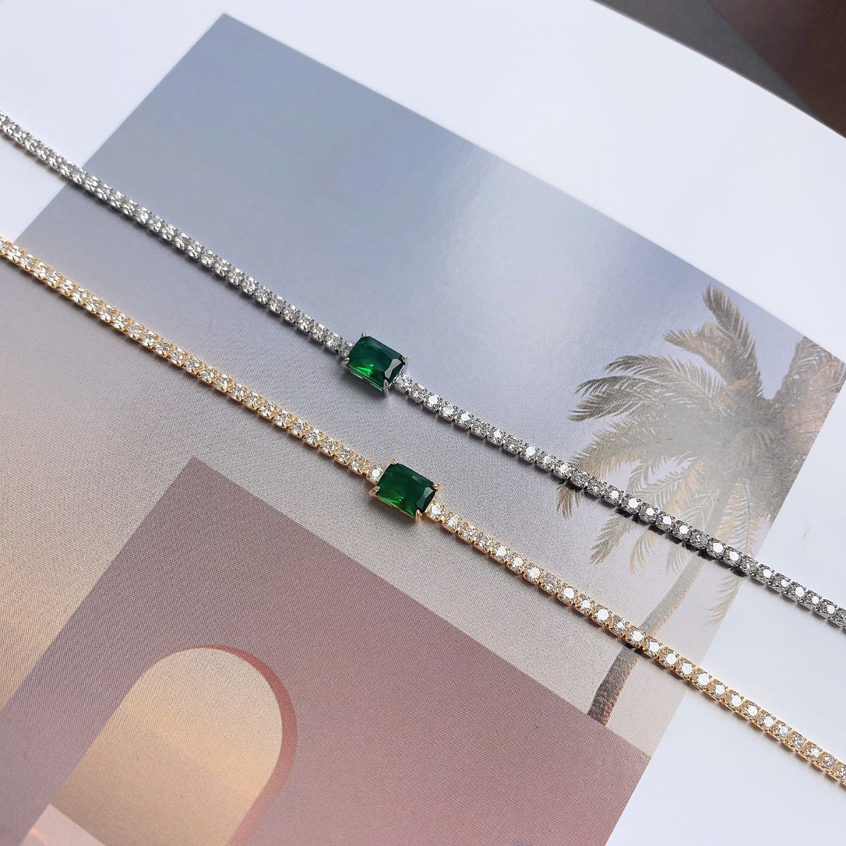 [Kincade Jewelrys]1.0 Carat Unique Emerald Cut Banquet Bracelet