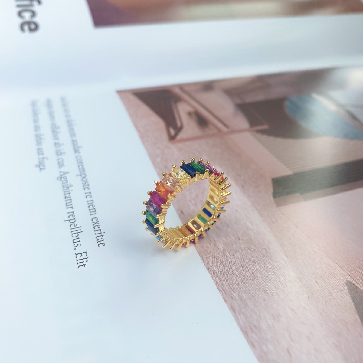 [Kincade Jewelrys]Unique Colorful Radiant Cut RIng