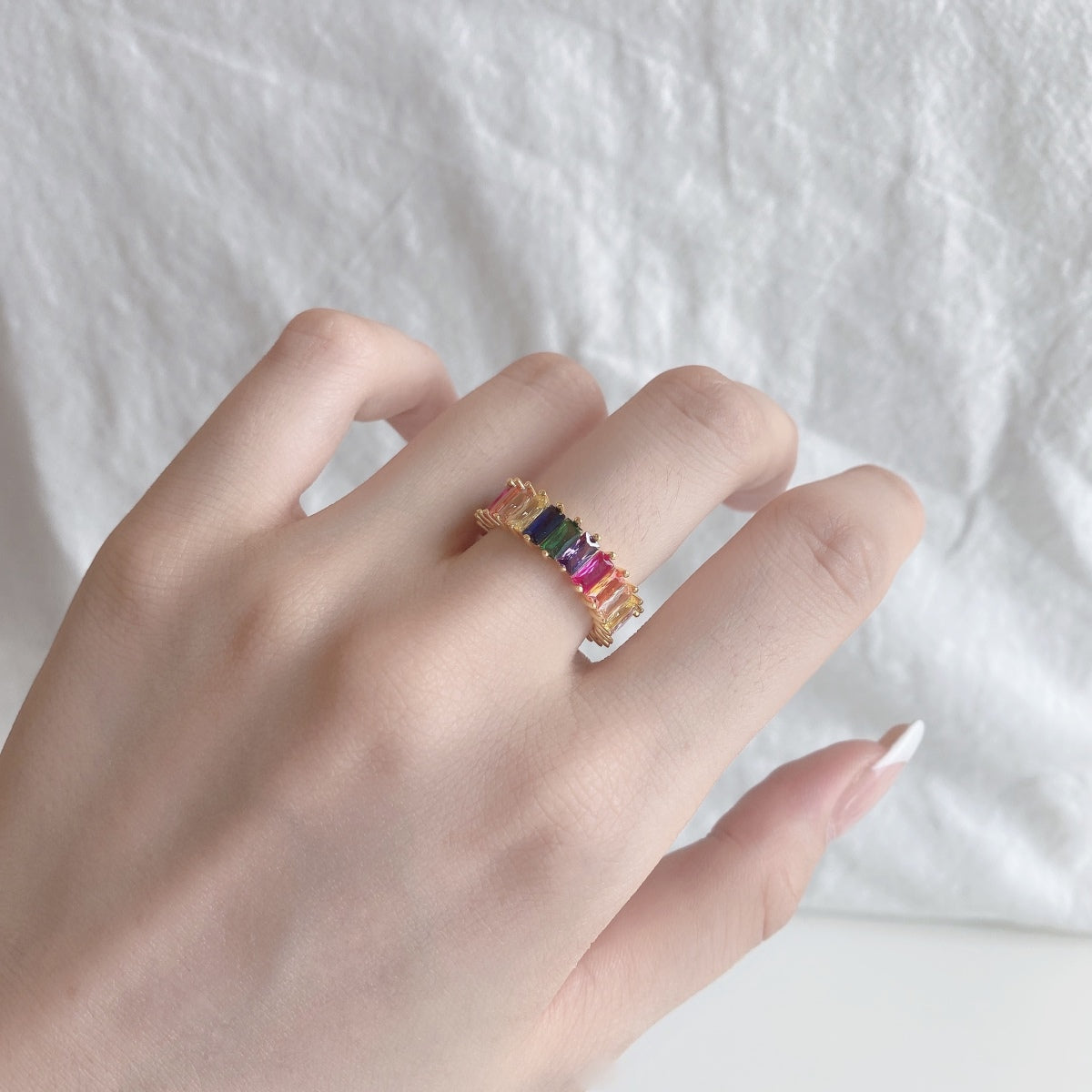 [Kincade Jewelrys]Unique Colorful Radiant Cut RIng