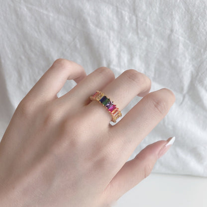 [Kincade Jewelrys]Unique Colorful Radiant Cut RIng