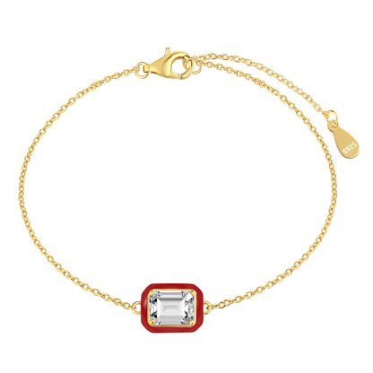 [Kincade Jewelrys]2.0 Carat Sparkling Colorful Emerald Cut Daily Bracelet