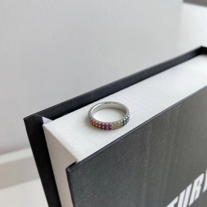 [Kincade Jewelrys]Unique Colorful Round Cut Tennis Ring