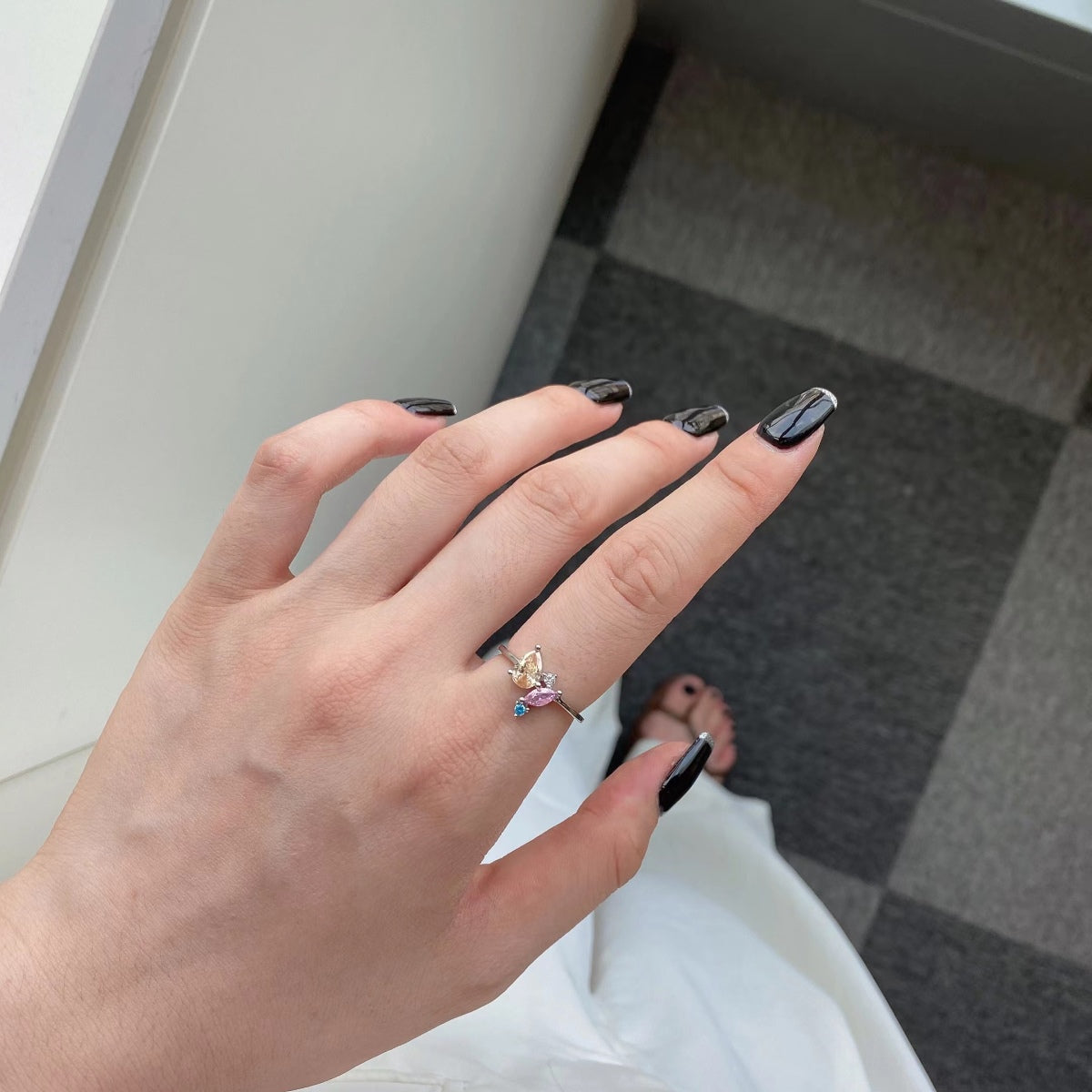 [Kincade Jewelrys]Radiant Colorful Multi Cut Daily Ring