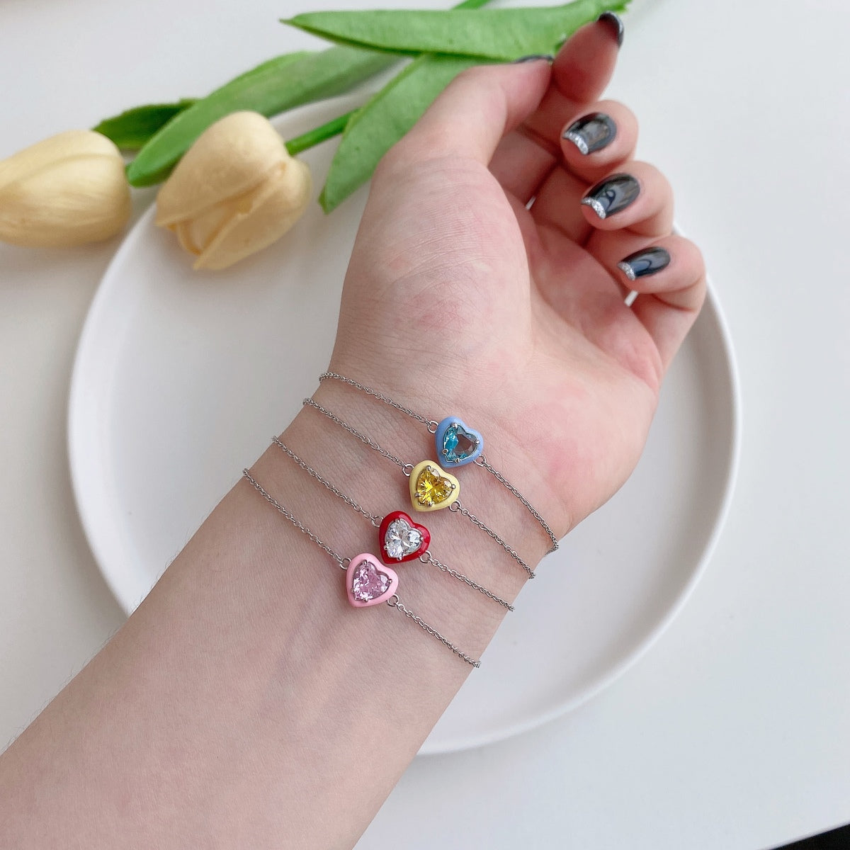 [Kincade Jewelrys]Sparkling Romantic Heart Shape Lover Bracelet