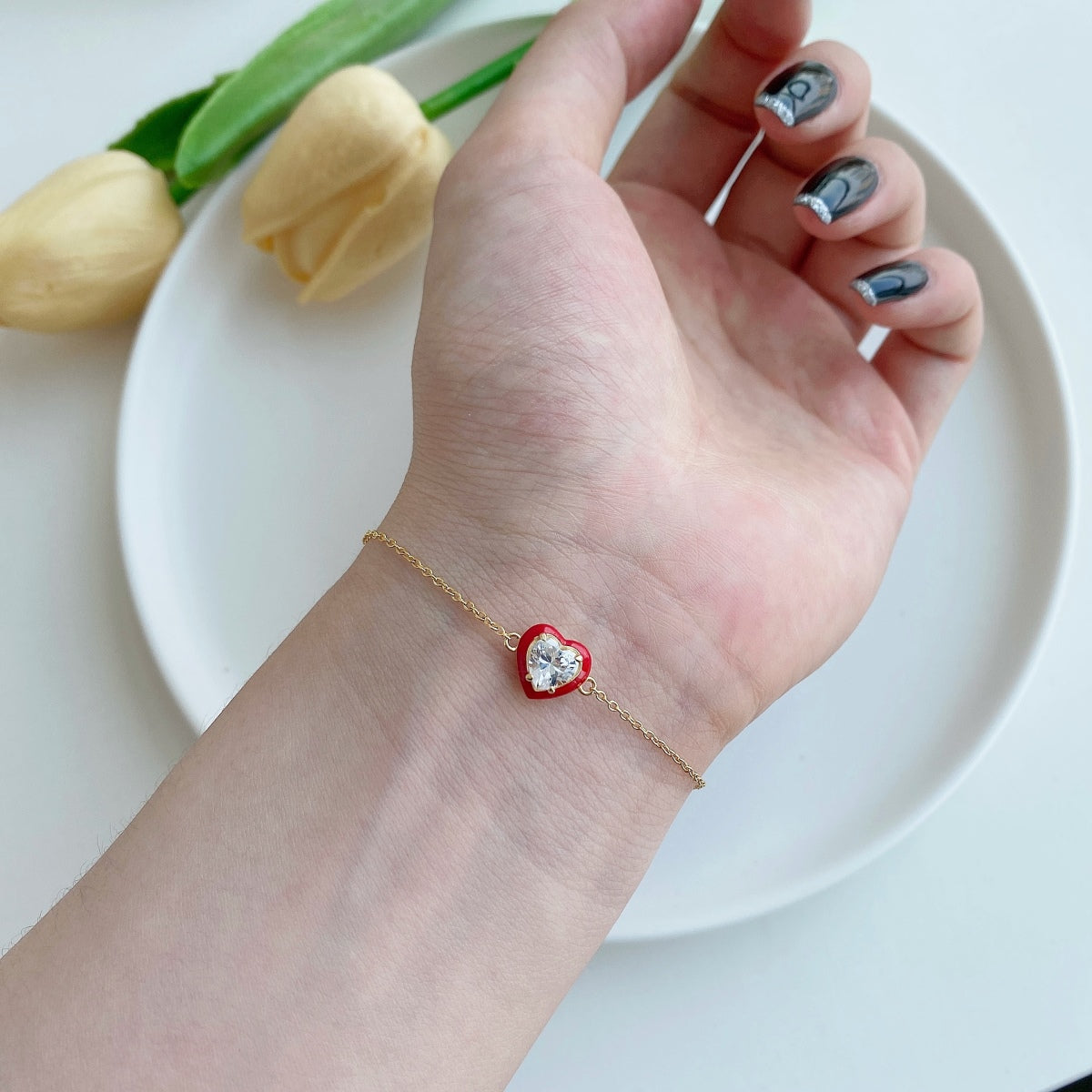 [Kincade Jewelrys]Sparkling Romantic Heart Shape Lover Bracelet