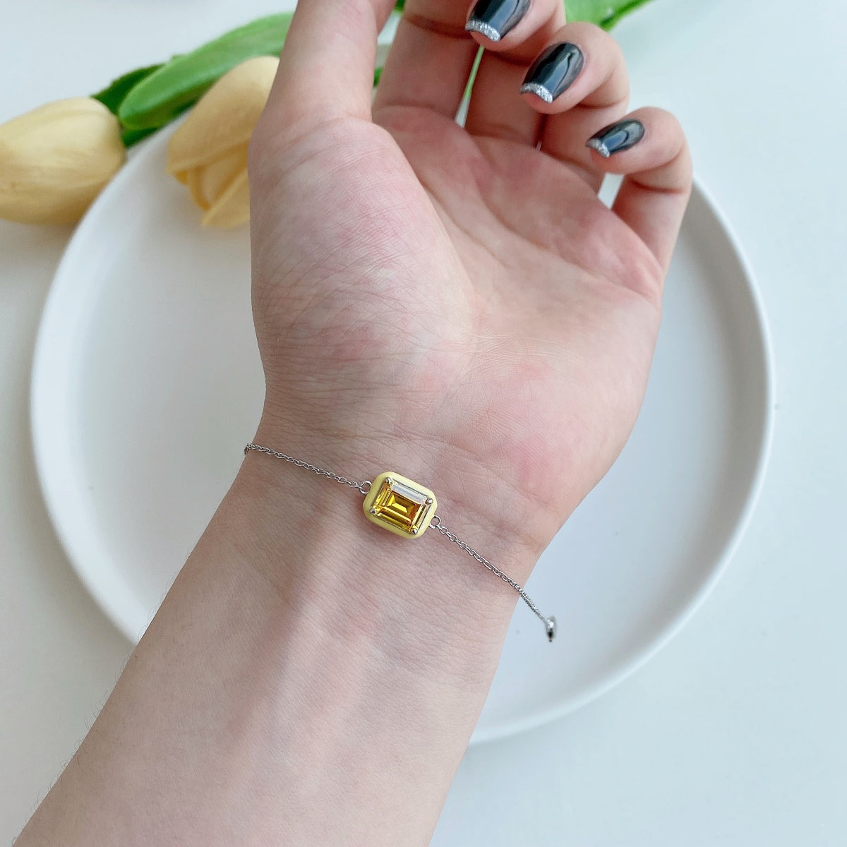 [Kincade Jewelrys]2.0 Carat Sparkling Colorful Emerald Cut Daily Bracelet