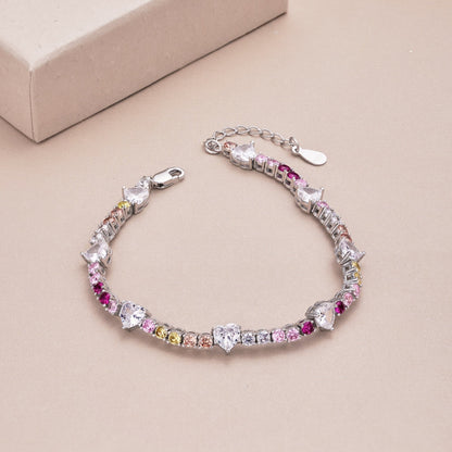 [Kincade Jewelrys]Romantic Heart Shape Round Cut Lover Bracelet