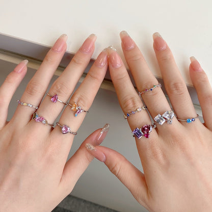 [Kincade Jewelrys]Radiant Colorful Multi Cut Daily Ring