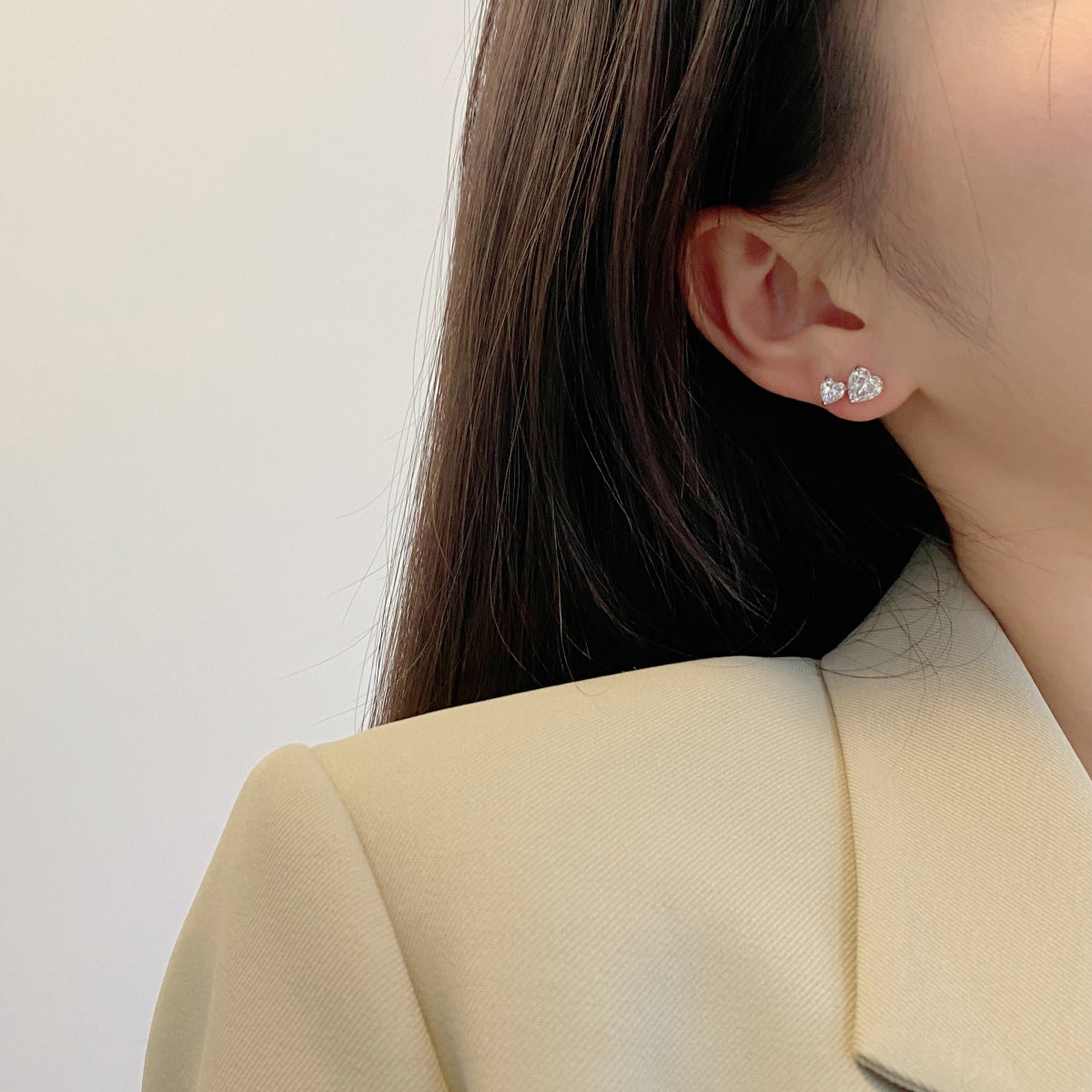 [Kincade Jewelrys]Double Heart-Shape Classic Princess Style Earrings