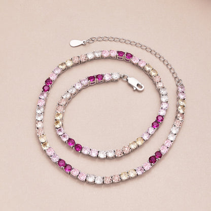 [Kincade Jewelrys]Delicate Colorful Tennis Necklace