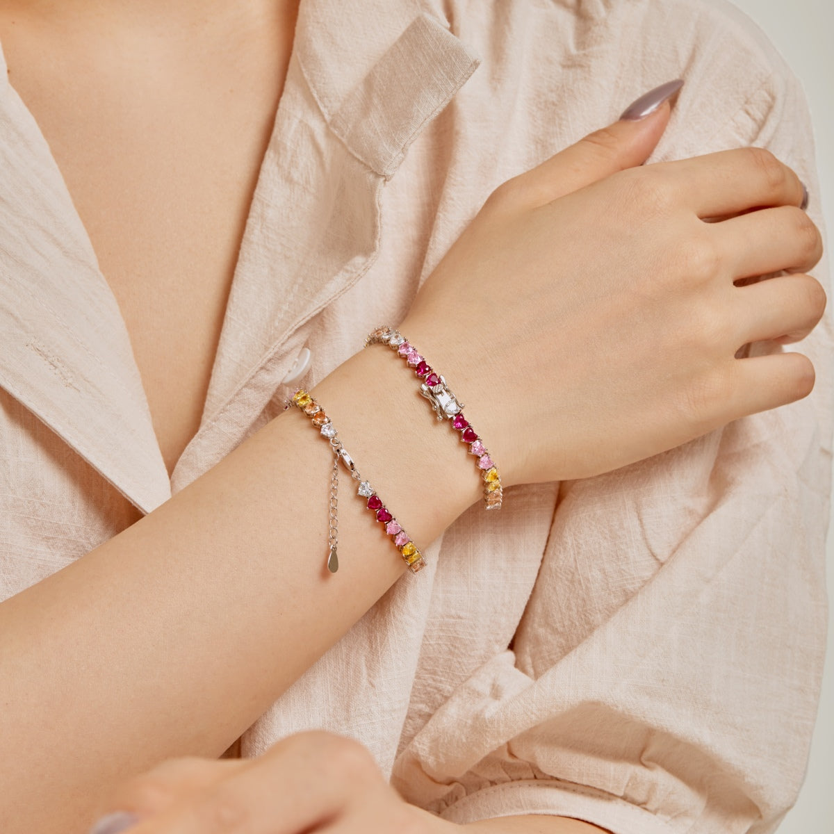 [Kincade Jewelrys]Luxurious Colorful Romantic Heart Shape Lover Bracelet