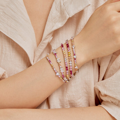 [Kincade Jewelrys]Luxurious Colorful Romantic Heart Shape Lover Bracelet
