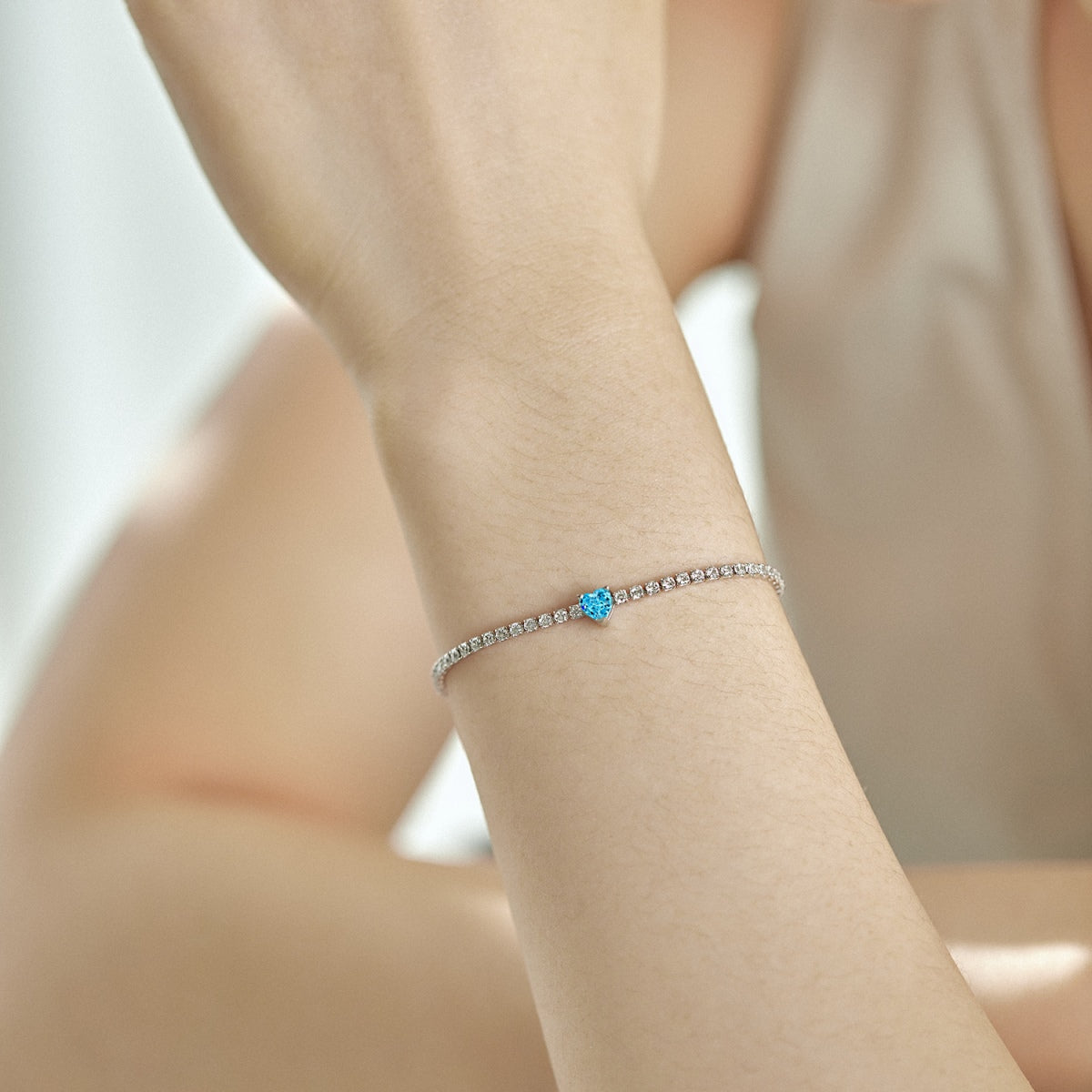 [Kincade Jewelrys]0.5 Carat Elegant Romantic Heart Shape Lover Bracelet