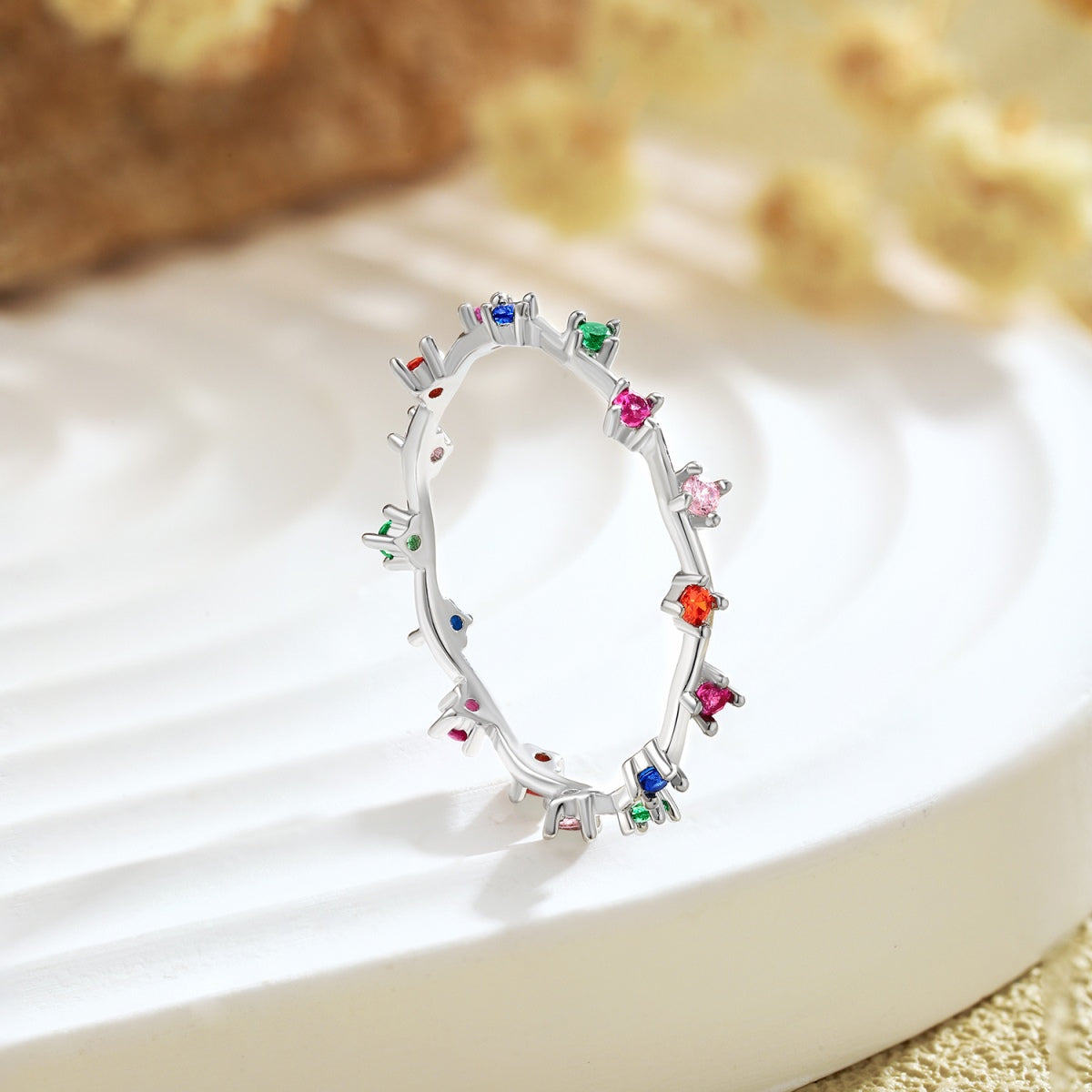 [Kincade Jewelrys]Radiant Colorful Round Cut Daily Ring