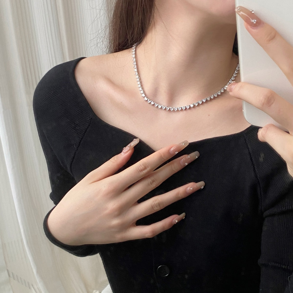 [Kincade Jewelrys]Ornate Heart Cut Tennis Necklace