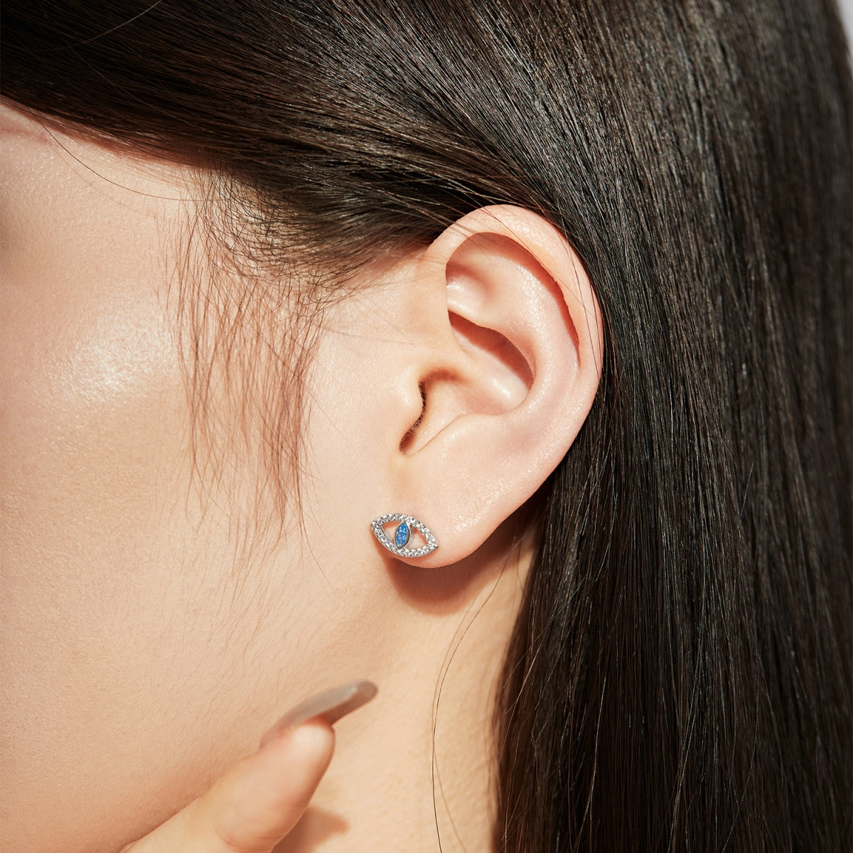 [Kincade Jewelrys]Blue Devil Eyes Hollow Stud Earrings