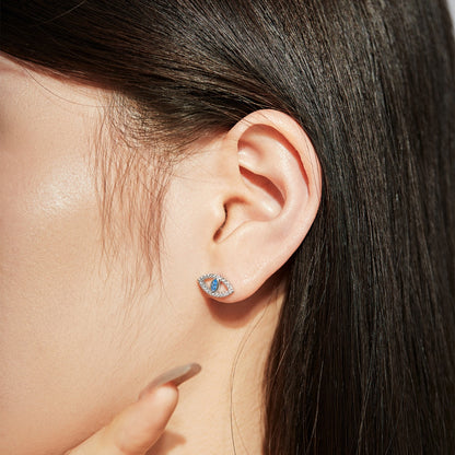 [Kincade Jewelrys]Blue Devil Eyes Hollow Stud Earrings