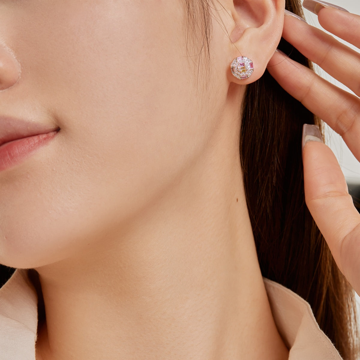 [Kincade Jewelrys]Ornate Colorful Octagon Shape Daily Earrings