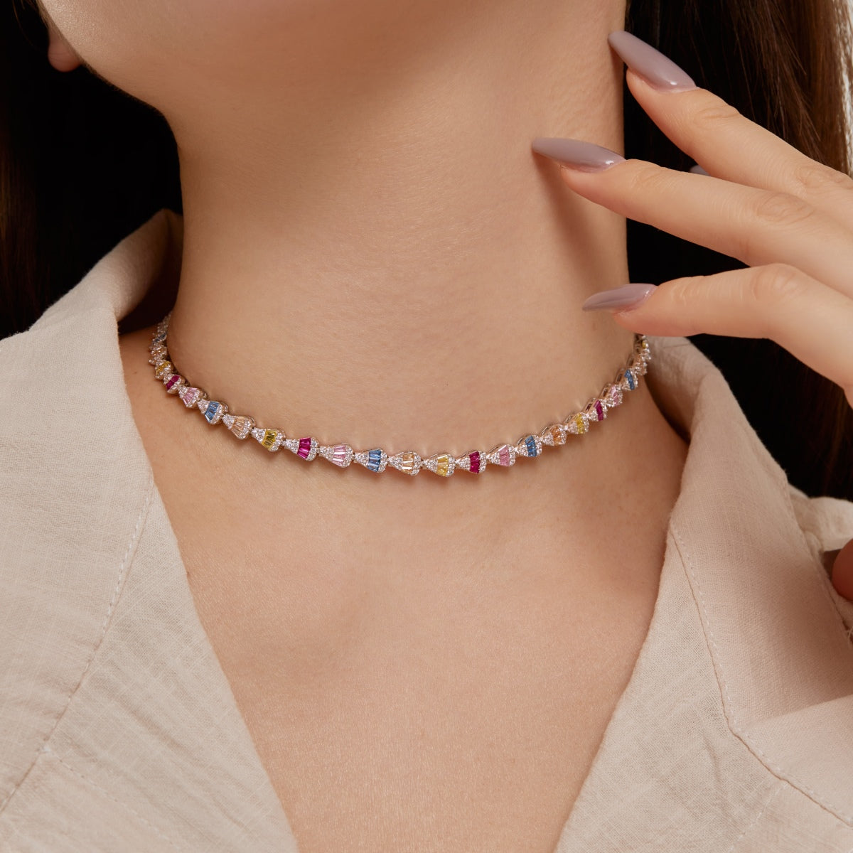 [Kincade Jewelrys]Radiant Colorful Rainbow Necklace