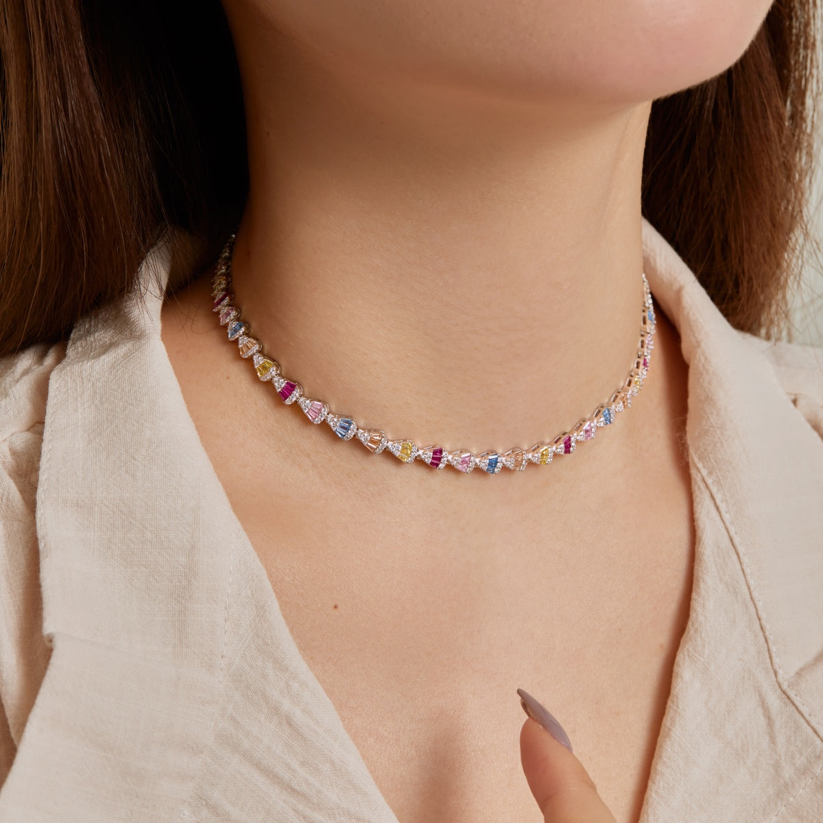 [Kincade Jewelrys]Radiant Colorful Rainbow Necklace