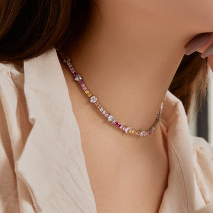 [Kincade Jewelrys]Delicate Colorful Rainbow Tennis Chain