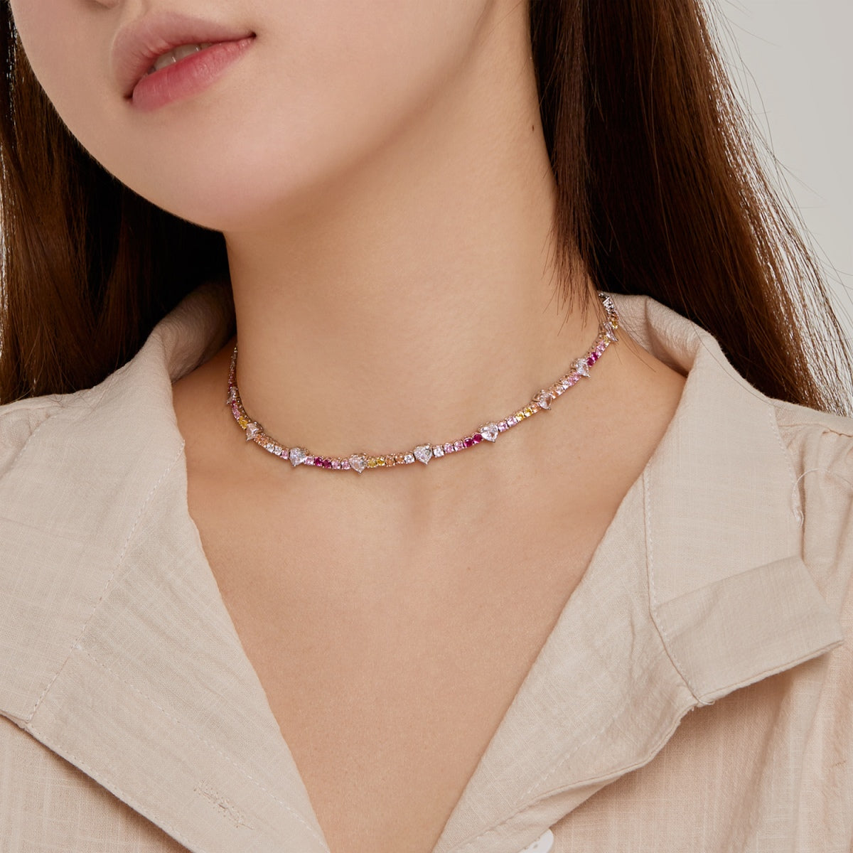 [Kincade Jewelrys]Delicate Colorful Rainbow Tennis Chain