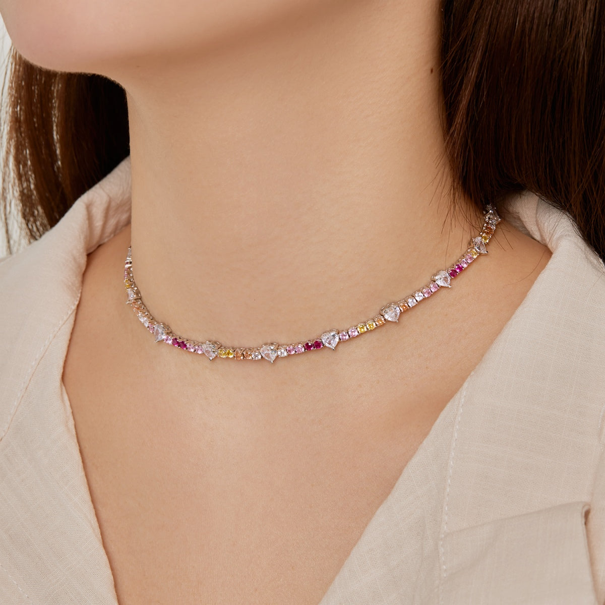 [Kincade Jewelrys]Delicate Colorful Rainbow Tennis Chain