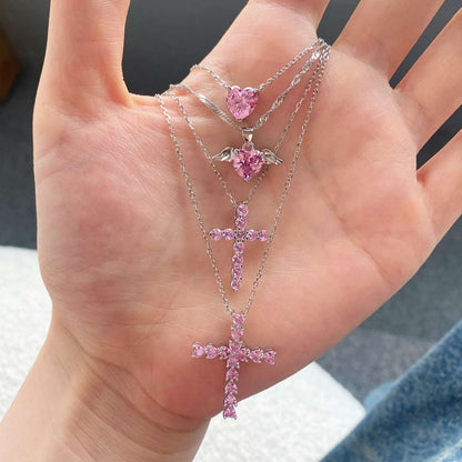 [Kincade Jewelrys]Heart Shape Main Stone Pendant Collarbone Necklace