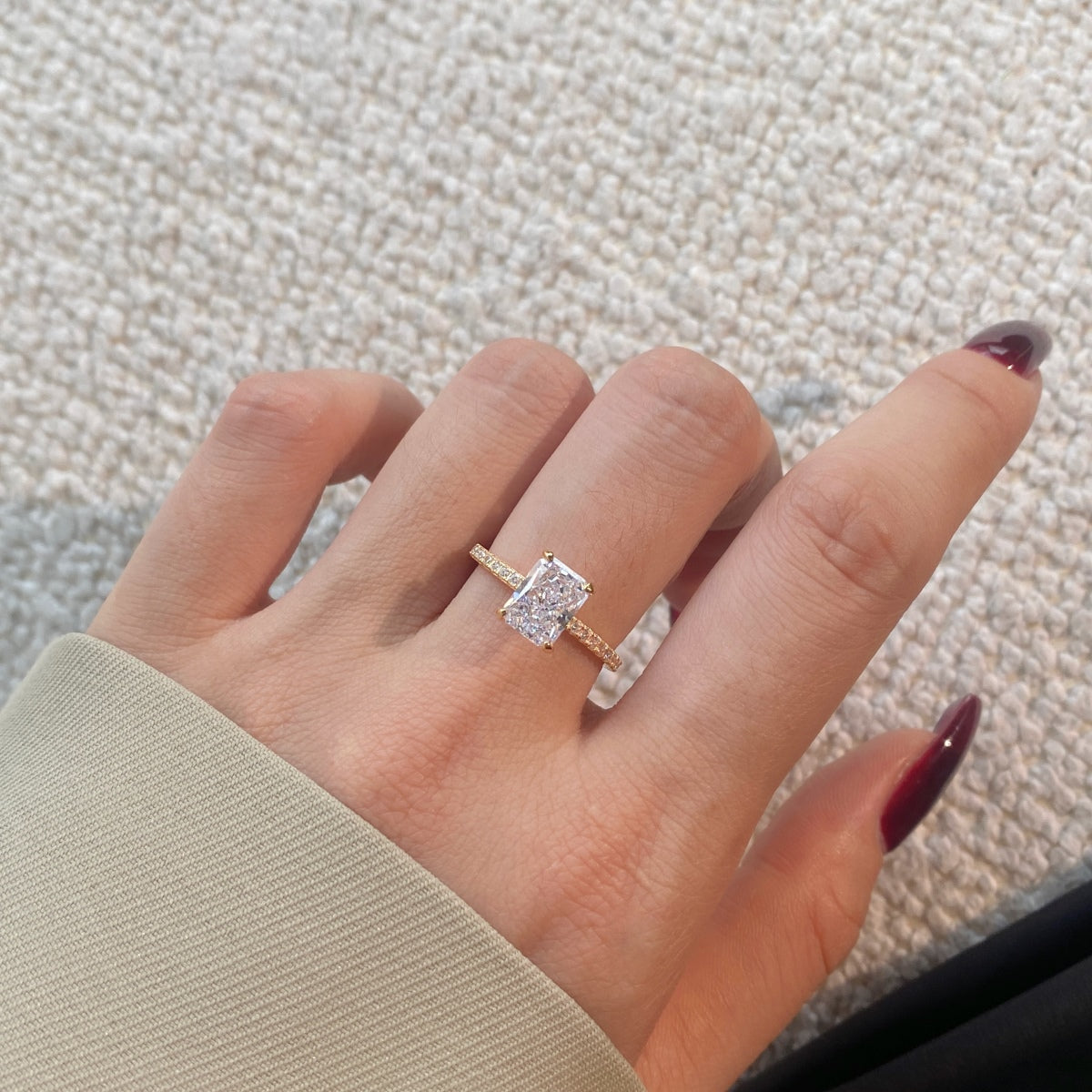 [Kincade Jewelrys]2.0 Carat Dazzling Sparkling Radiant Cut Party Ring