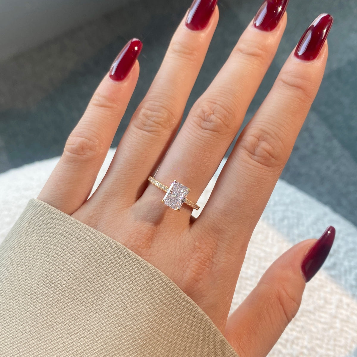 [Kincade Jewelrys]2.0 Carat Dazzling Sparkling Radiant Cut Party Ring