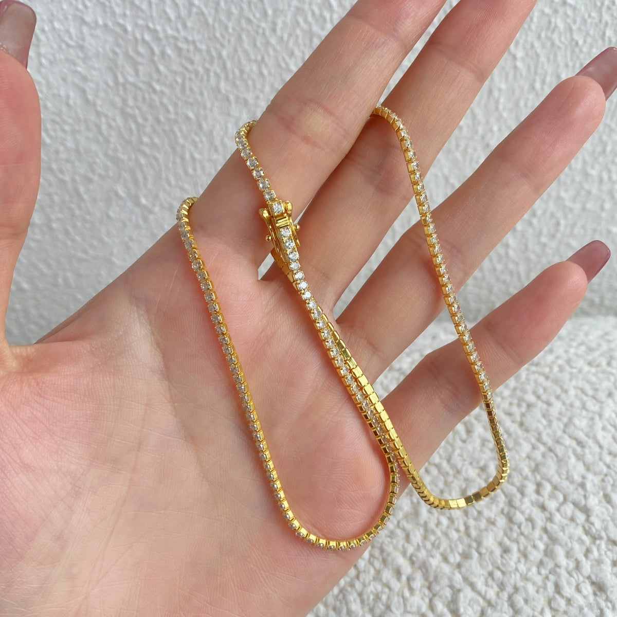 [Kincade Jewelrys]Delicate Round Shape Tennis Necklace