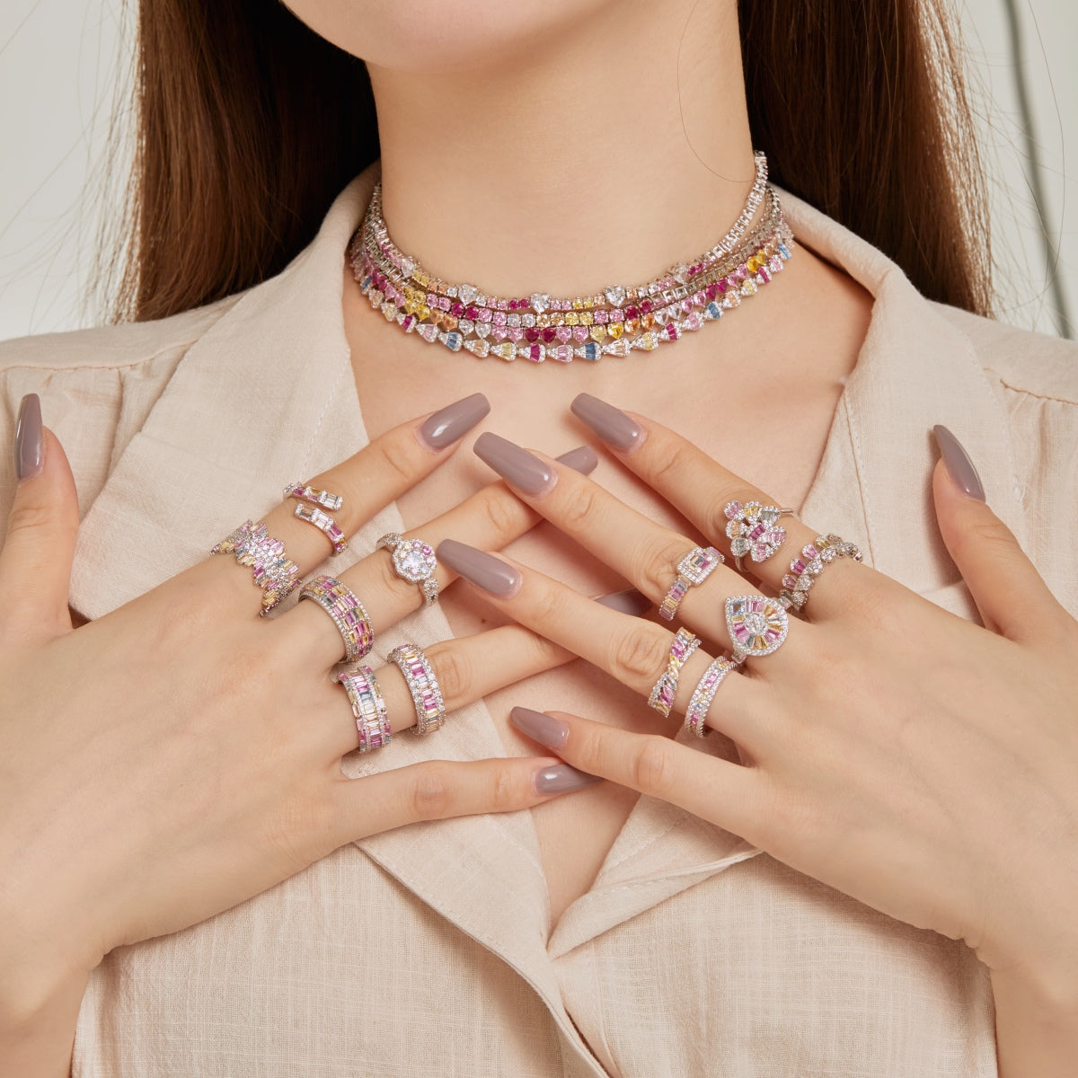 [Kincade Jewelrys]Delicate Colorful Tennis Necklace