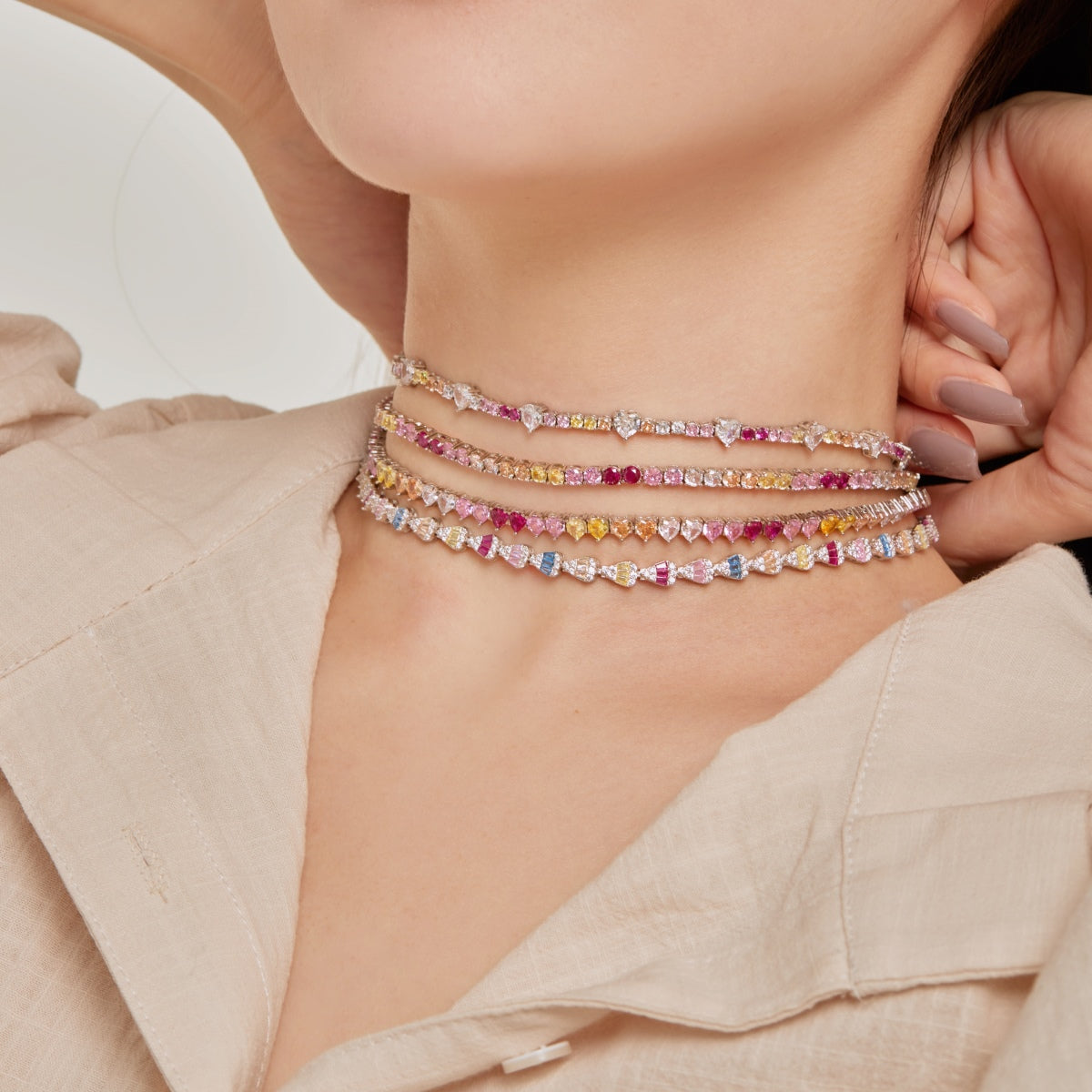 [Kincade Jewelrys]Delicate Colorful Tennis Necklace