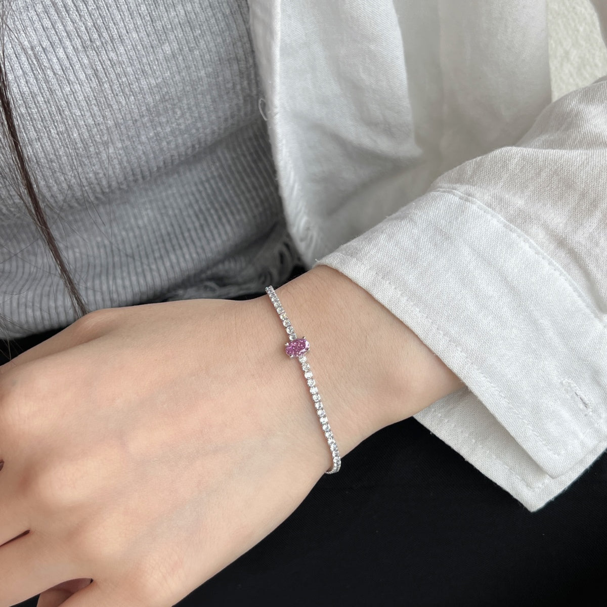 [Kincade Jewelrys]0.75 Carat Exquisite Oval Cut Daily Bracelet