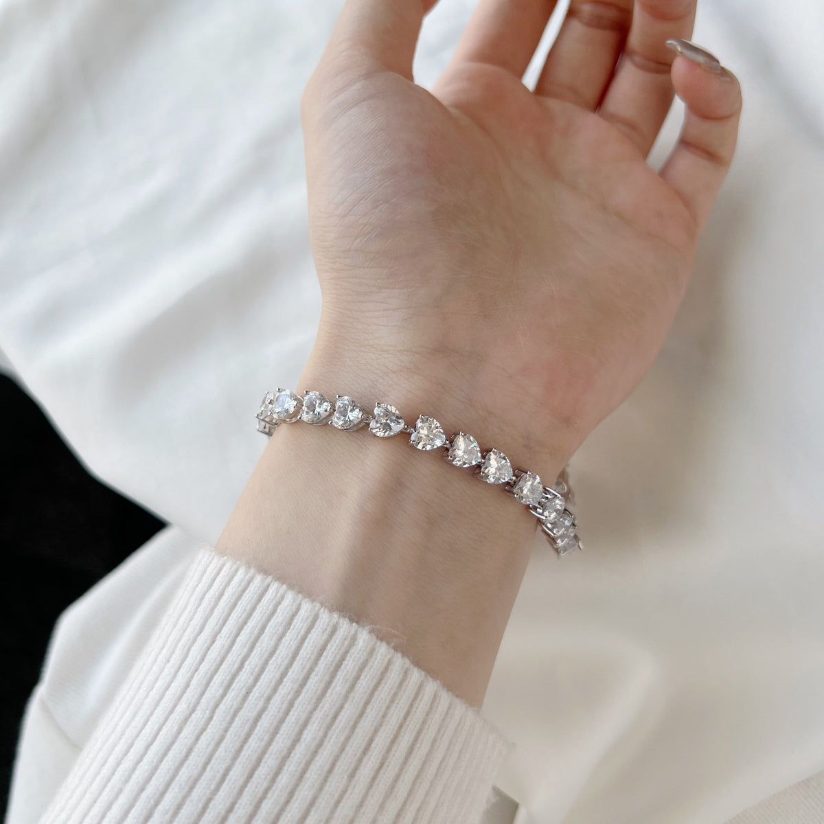[Kincade Jewelrys]0.75 Carat Elegant Romantic Heart Shape Lover Bracelet