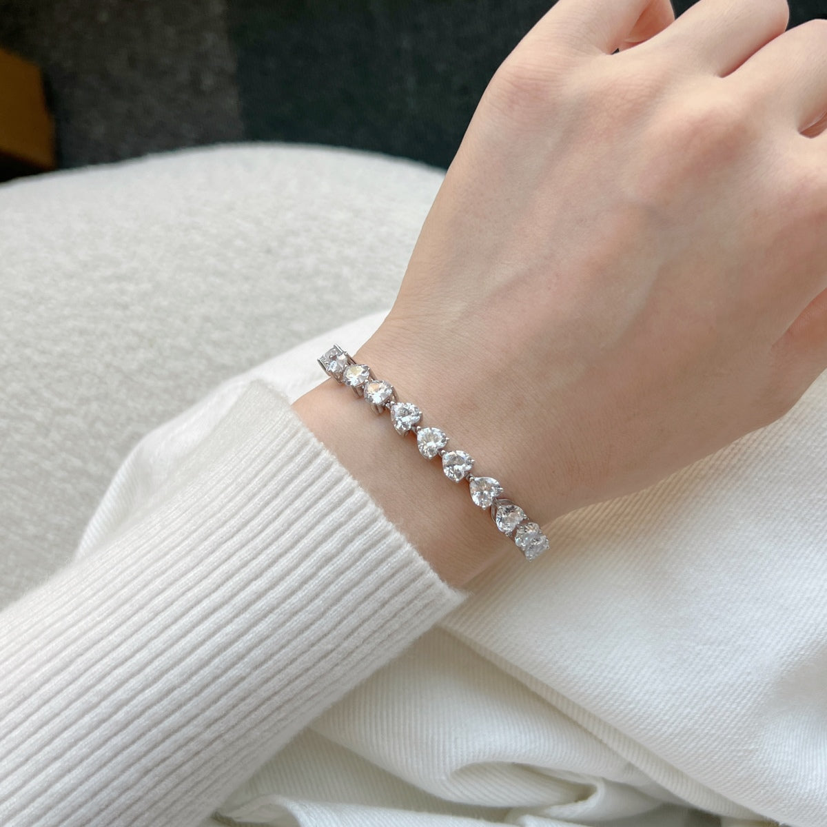 [Kincade Jewelrys]0.75 Carat Elegant Romantic Heart Shape Lover Bracelet