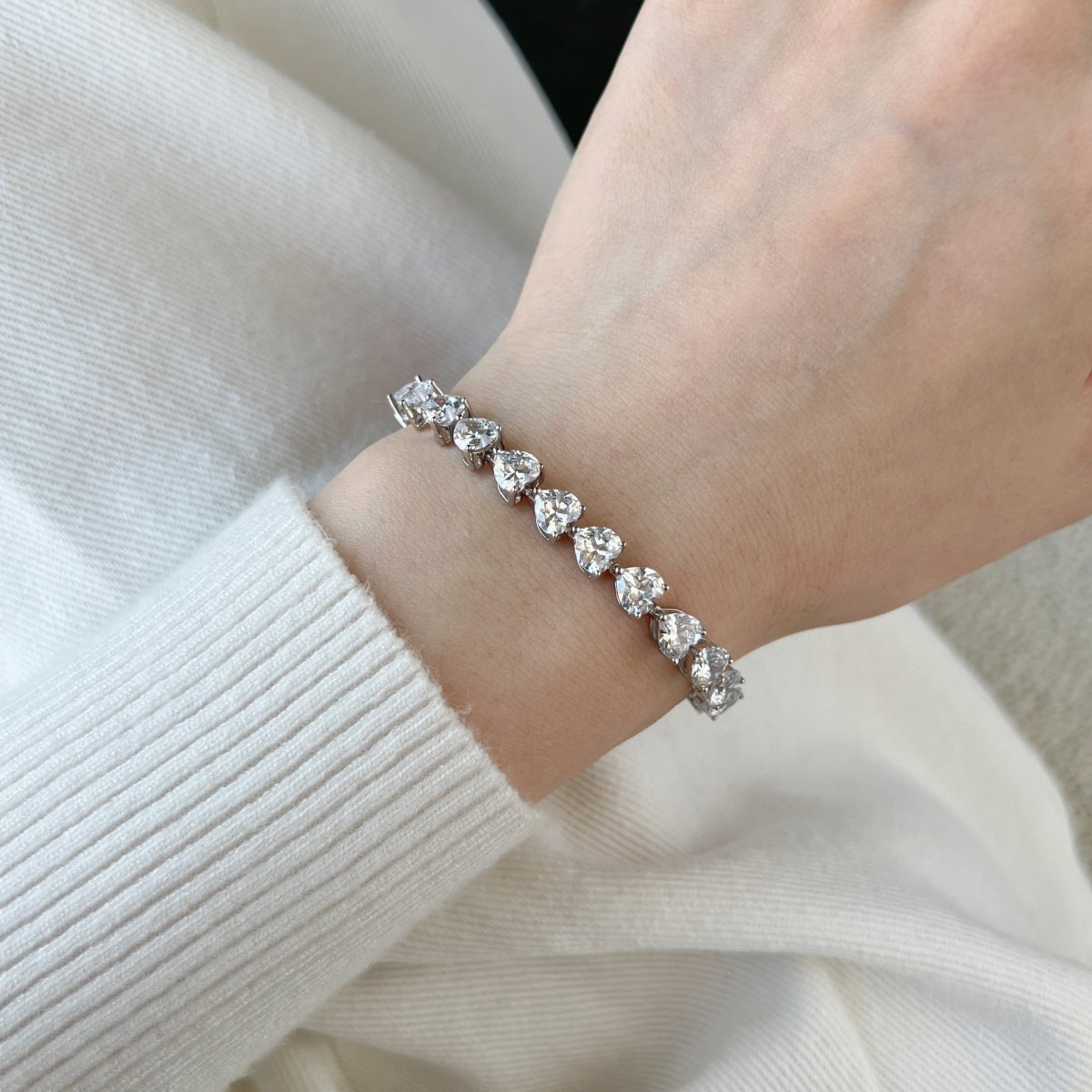 [Kincade Jewelrys]0.75 Carat Elegant Romantic Heart Shape Lover Bracelet