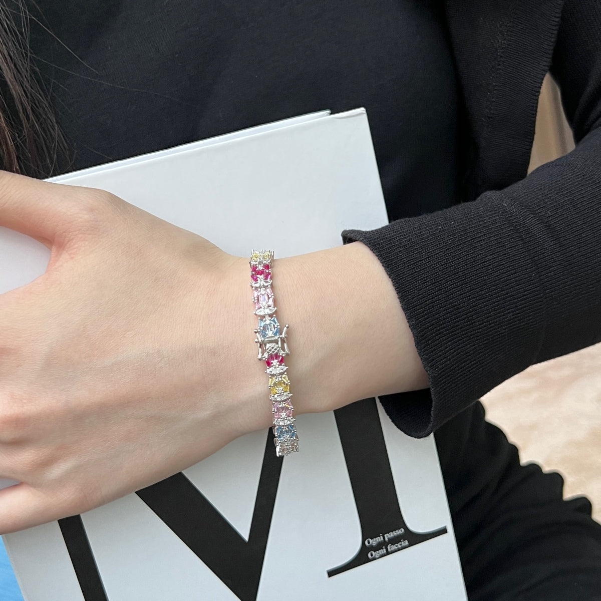 [Kincade Jewelrys]Delicate Colorful Multi Cut Party Bracelet