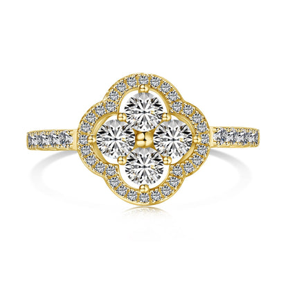 [Joyas Kincade] Anillo con diseño de flor de trébol de cuatro hojas