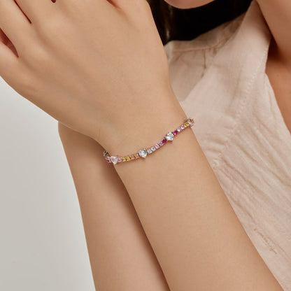 [Kincade Jewelrys]Romantic Heart Shape Round Cut Lover Bracelet