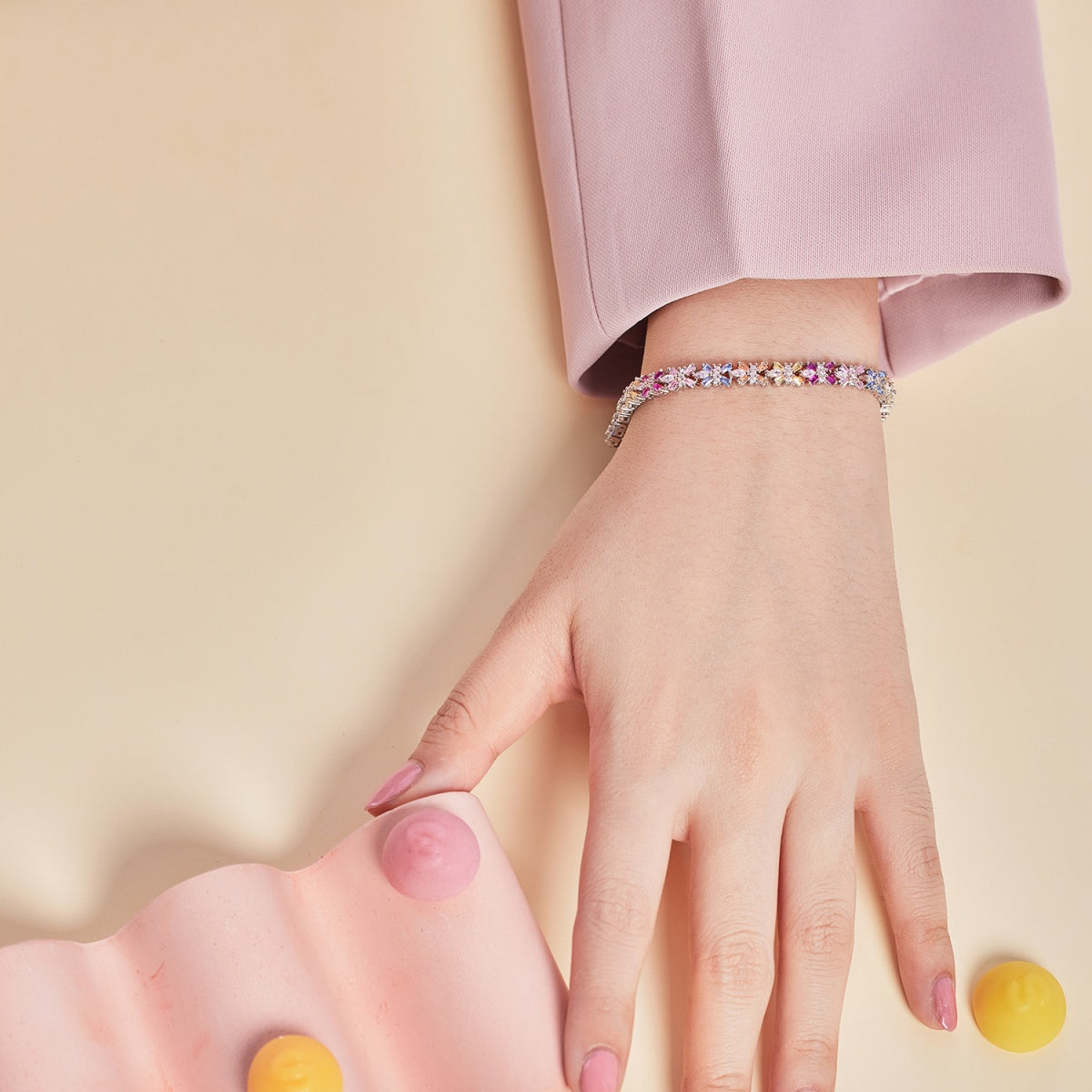 [Kincade Jewelrys]Radiant Colorful Emerald Cut Party Bracelet