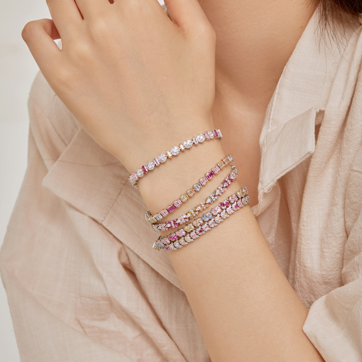 [Kincade Jewelrys]Radiant Colorful Round Shape Daily Bracelet