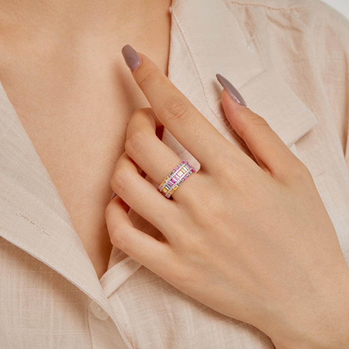 [Kincade Jewelrys]Dazzling Colorful Radiant Cut Party Ring