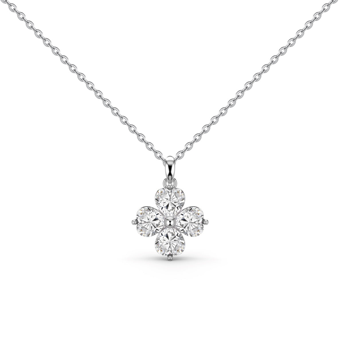 [Kincade Jewelrys]Heart-Shaped Four-Leaf Clover Bead Necklace