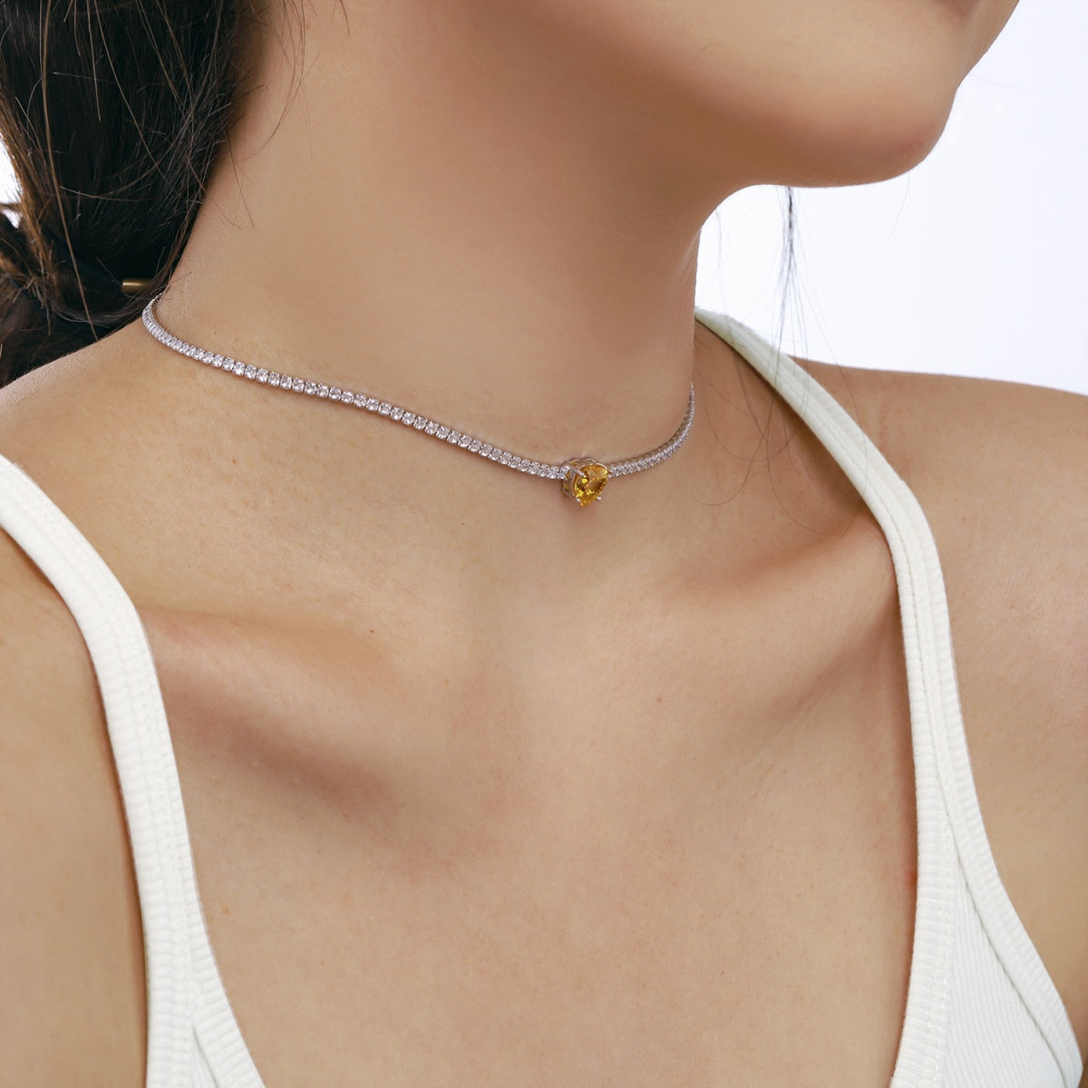 [Kincade Jewelrys]2.0 Carat Sparkling Tennis Heart Cut Necklace