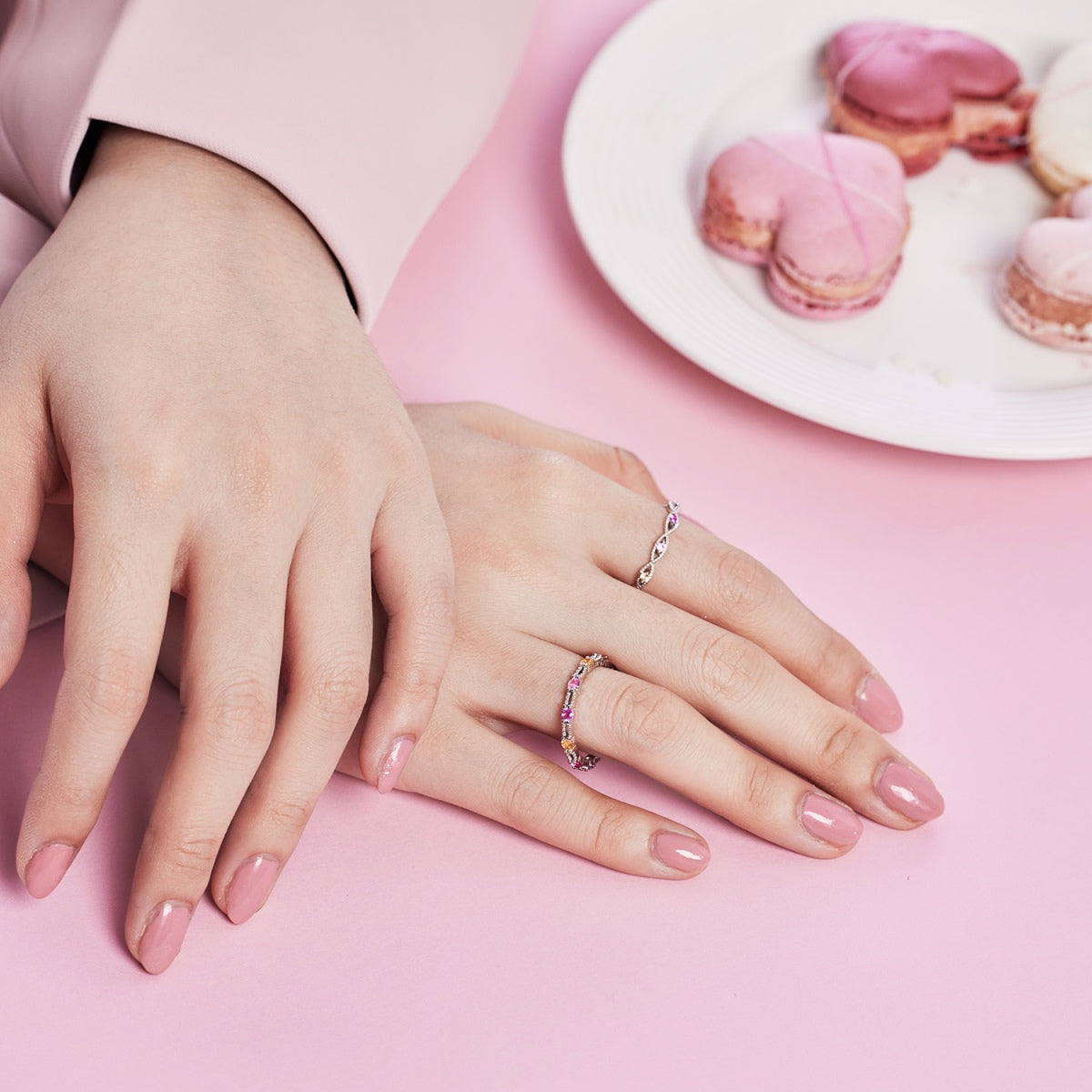 [Kincade Jewelrys]Sparkling Colorful Round Cut Tennis Ring