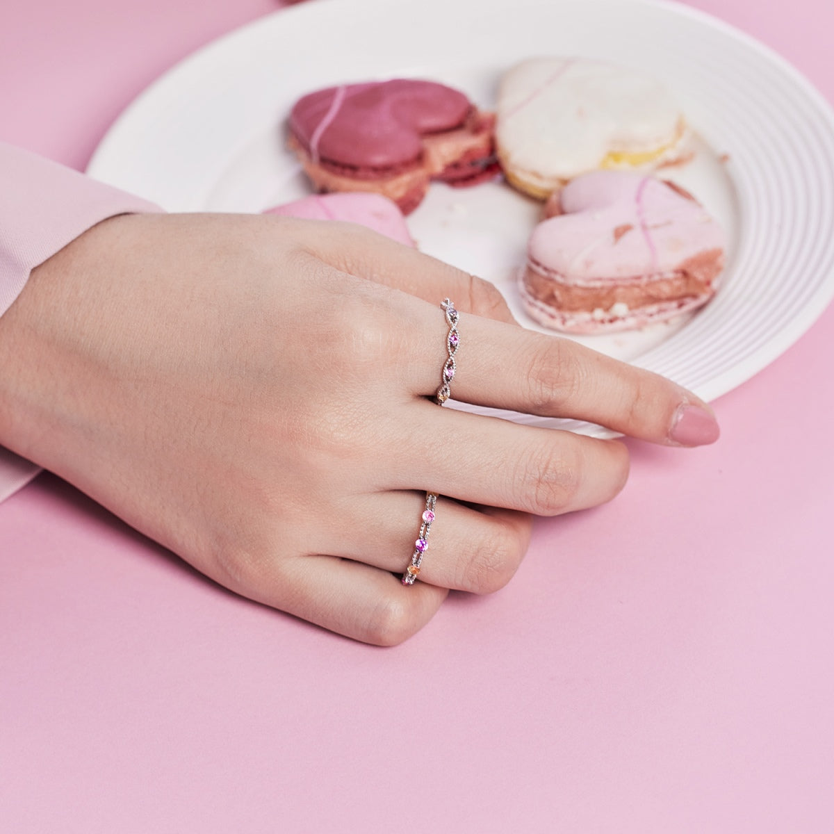 [Kincade Jewelrys]Sparkling Colorful Round Cut Tennis Ring