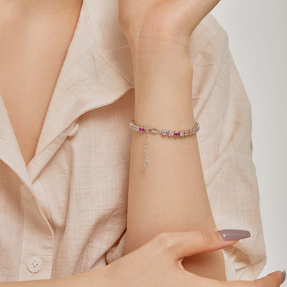 [Kincade Jewelrys]Delicate Colorful Emerald Cut Party Bracelet